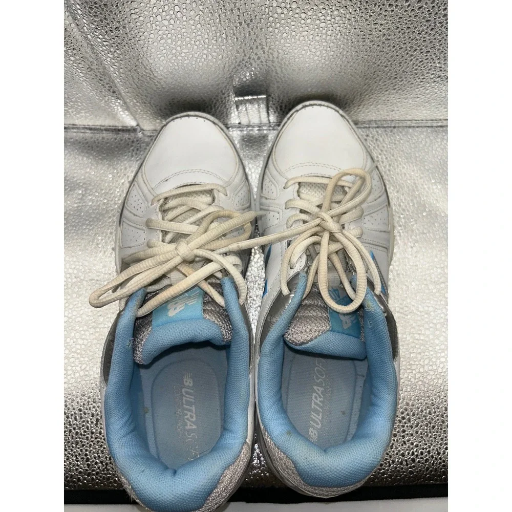 New‎ Balance 409 Womens White Blue Leather Training Shoes WX409WB3 Size 10 B